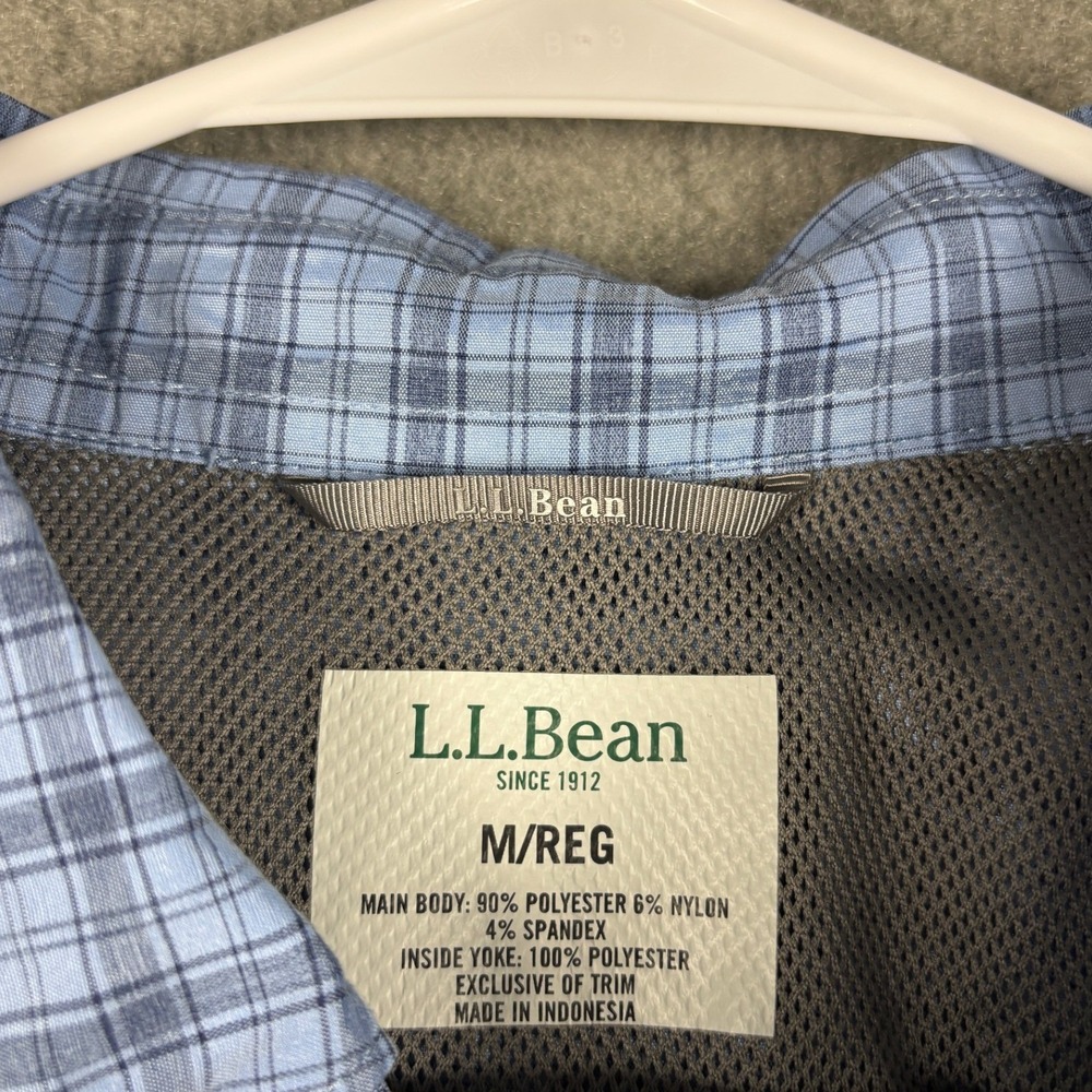 L.L. Bean Rapid River Fishing Shirt Plaid Long Sleeve Size M Blue - Picture 6 of 9